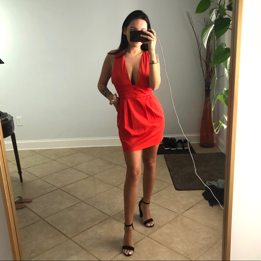 Red orange mini dress